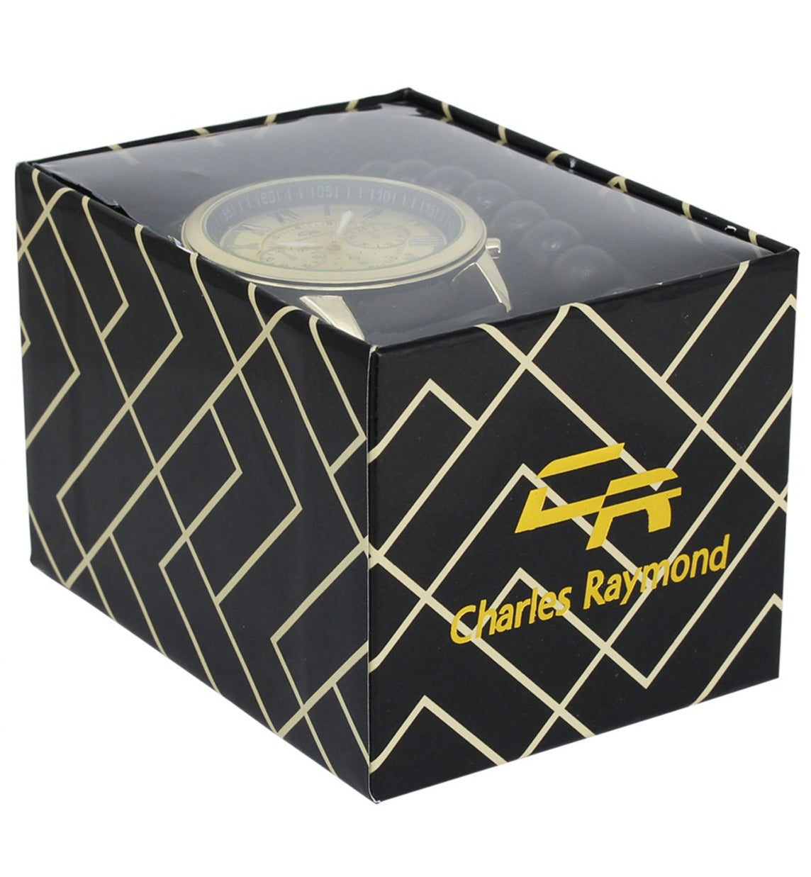 2314 Classic Metal Band Watch with Beaded Bracelet