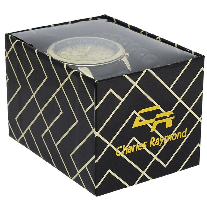 2483G Classic Metal Band Watch with Beaded Bracelet