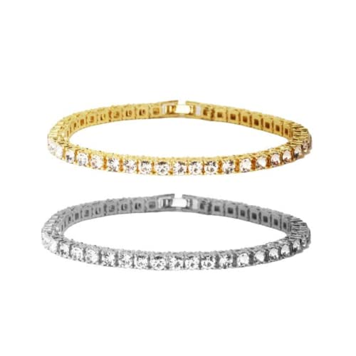 3mm & 5mm Tennis Bracelets(Gld-Slvr Combo)