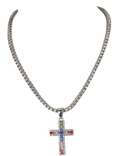 TPBE-01 Silver Rainbow Cross Pendants & Tennis Sets