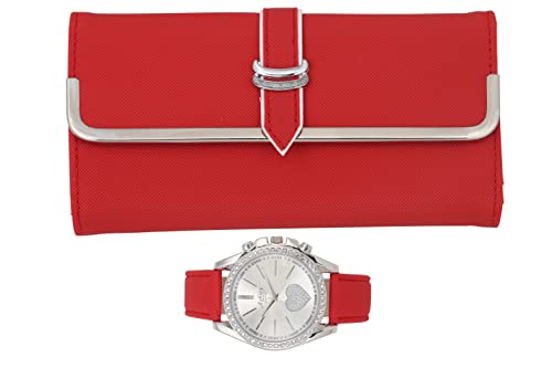 ST10038 Women Wallet Watch Set (Red)