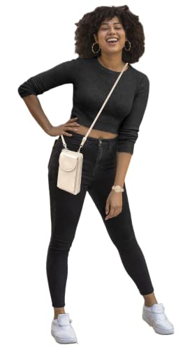 ST10385 Cross Body wallet with Watch (Beige)