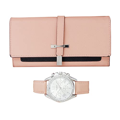 ST10234 Women Wallet Watch Set (Pink)