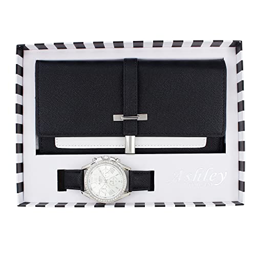 ST10234 Women Wallet Watch Set (Black)