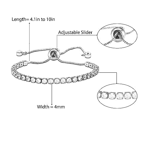 3mm & 5mm Tennis Bracelets(Silver Adjustable)