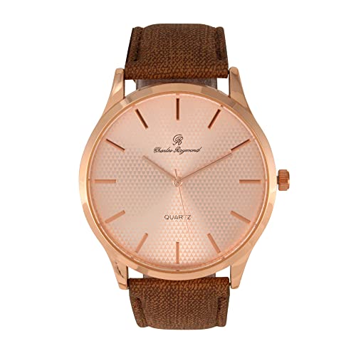 Classic Brown Rose Gold Watch Watch, Brown Wallet & Brown Keychain Set