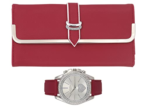 ST10038 Women Wallet Watch Set (Wine)