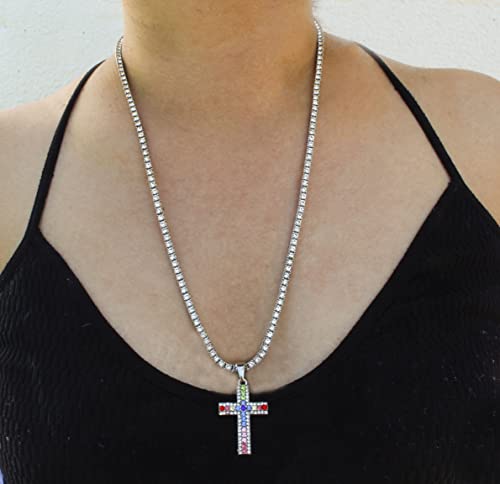 TPBE-01 Silver Rainbow Cross Pendants & Tennis Sets