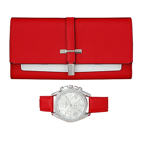 ST10234 Women Wallet Watch Set (Red)