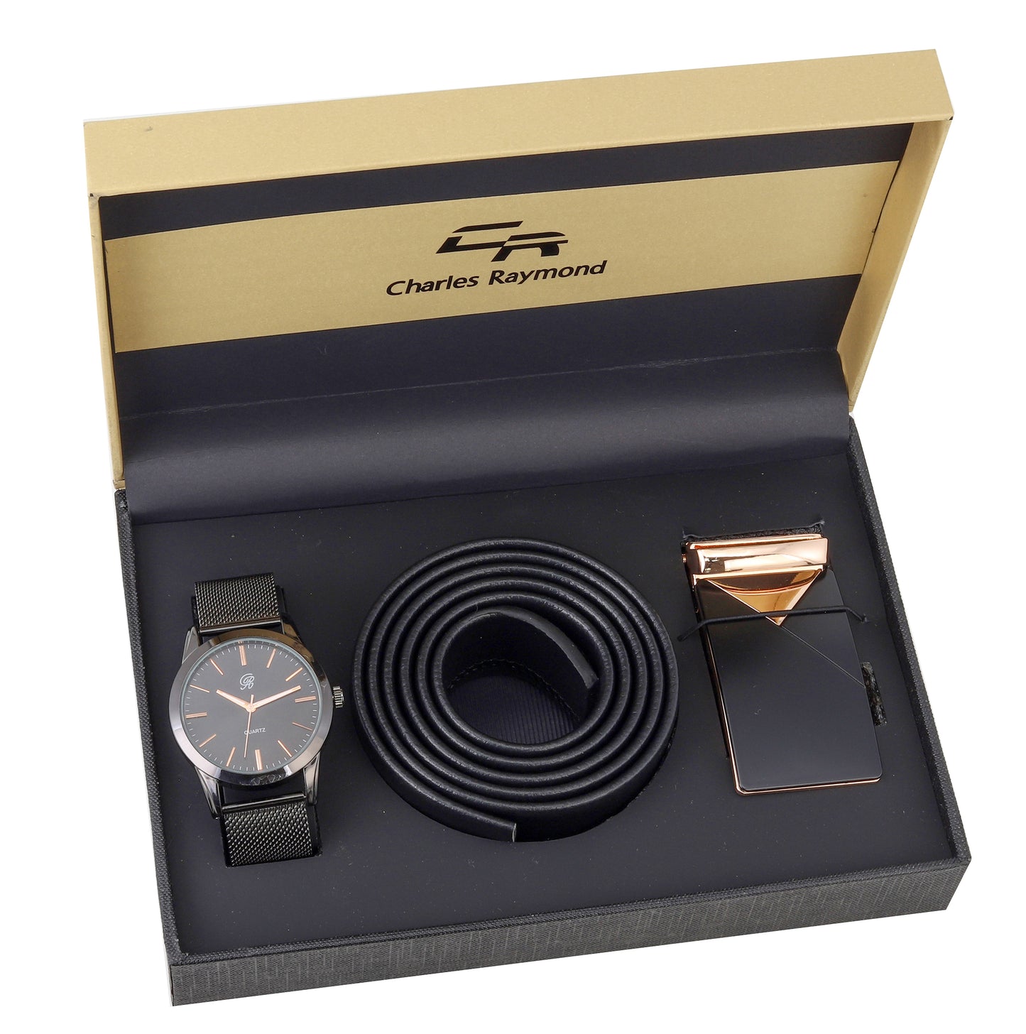 5884-02 Watch and Belt Set( Black)