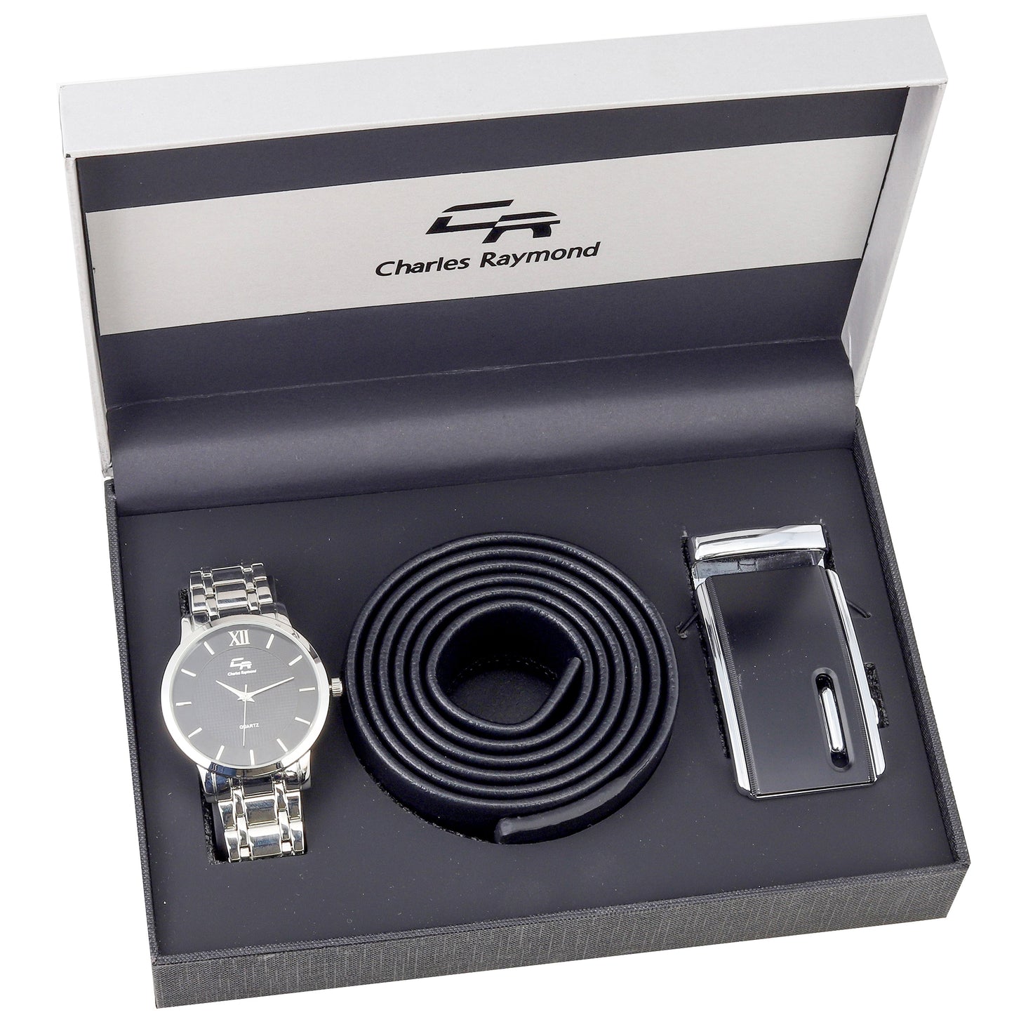 5884-02 Watch and Belt Set(Silver Black Black)