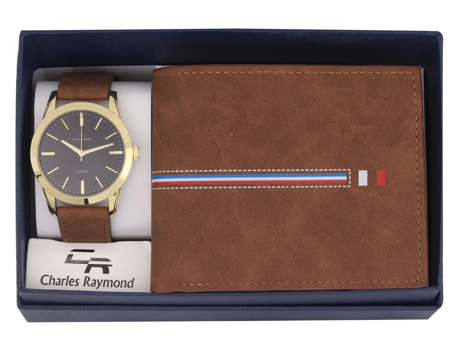 6233 Leather Brown Band Watch with Brown Wallet Set