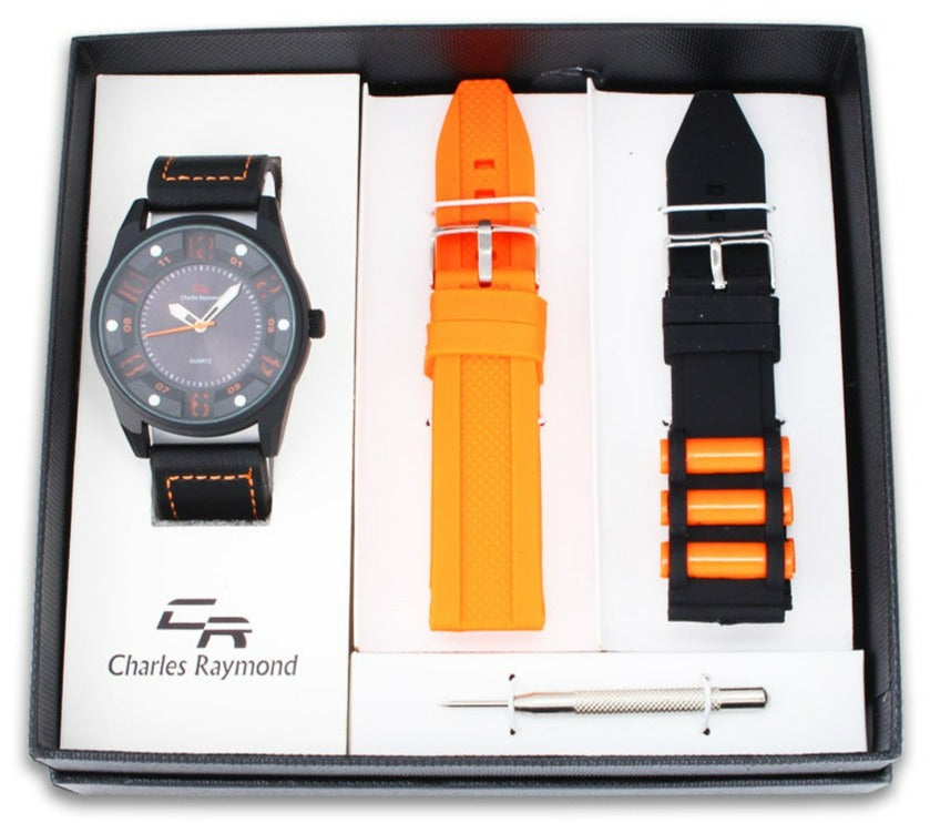 9048 Sport Watch and Changeable Bands(Orange/Black) – Charles