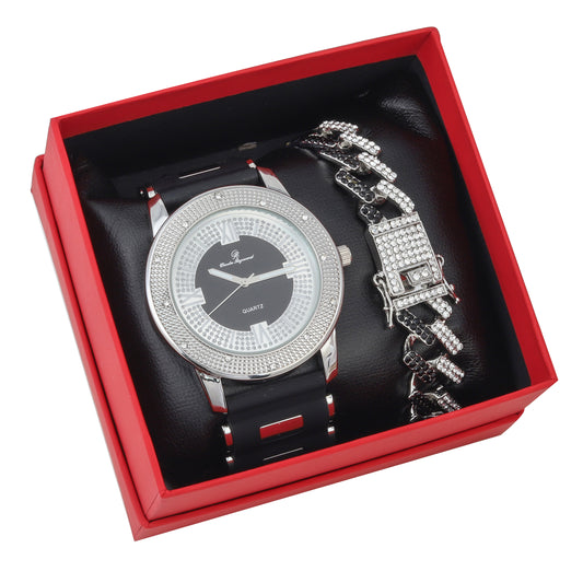 GJM-B Iced Out Watch and ZZ-Bracelet Set