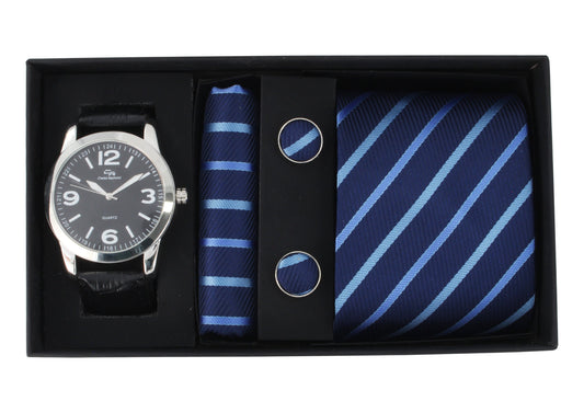 ST10487 Classic watch and tie set(Silver Black - Blue)