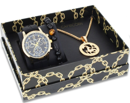 ST10449 Watch, Bracelet and Zodiac Necklace Set(Capricorn)