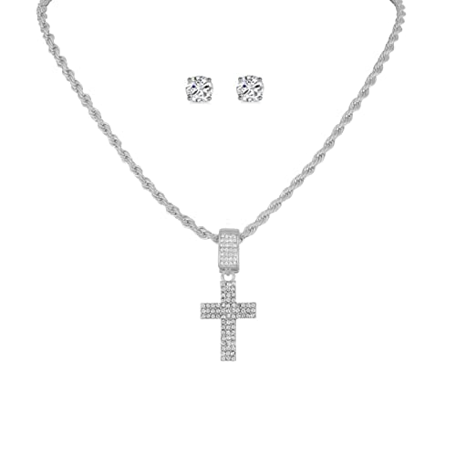 TPBE-01 Rope Chain Stone Cross Set