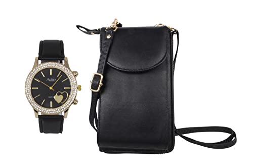 ST10385 Cross Body wallet with Watch (Black)