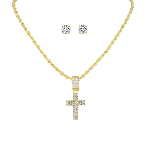 TPBE-01 Rope Chain Stone Cross Set