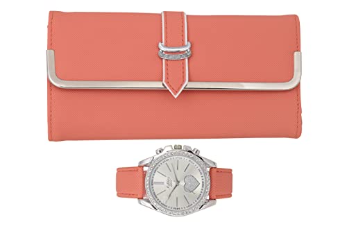 ST10038 Women Wallet Watch Set (Coral)