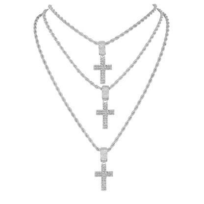 TPBE-01 Rope Chain Stone Cross Set