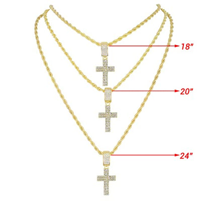 TPBE-01 Rope Chain Stone Cross Set