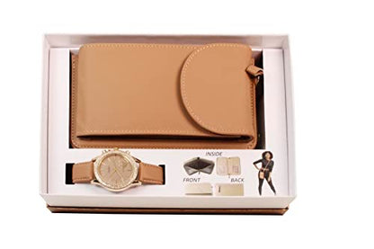 ST10385 Cross Body wallet with Watch (Brown)