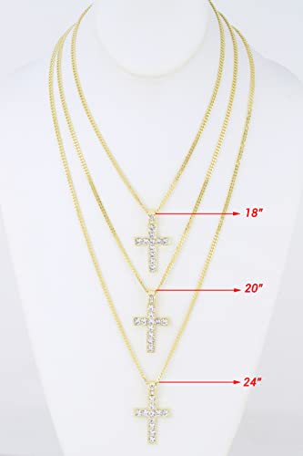 ST10327 LA Gld Hot Pink 4 pc Cross Set