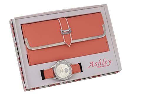 ST10038 Women Wallet Watch Set (Coral)