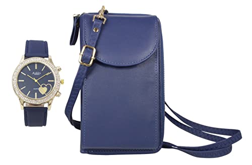 ST10385 Cross Body wallet with Watch (Blue)