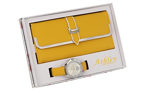 ST10038 Women Wallet Watch Set (Yellow)