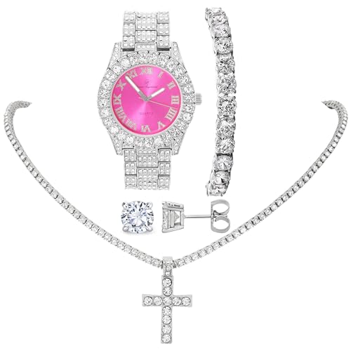 ST10327 LA Slv Hot Pink 4 pc Cross Set