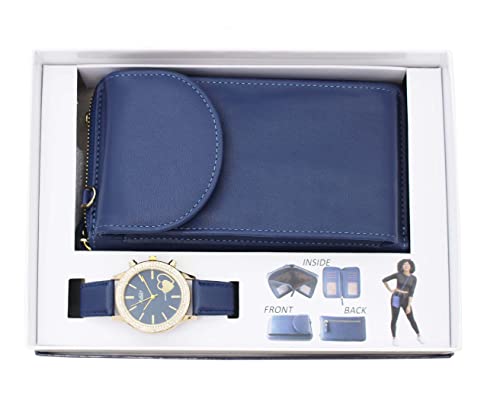 ST10385 Cross Body wallet with Watch (Blue)