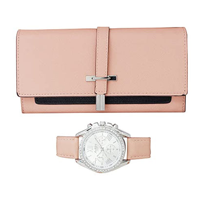 ST10234 Women Wallet Watch Set (Pink)