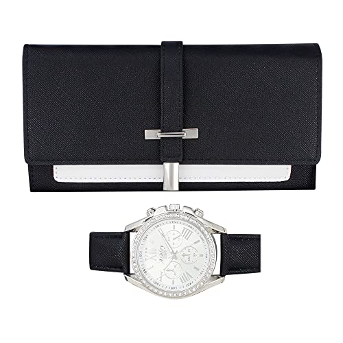 ST10234 Women Wallet Watch Set (Black)