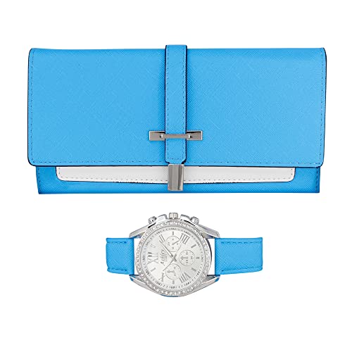 ST10234 Women Wallet Watch Set (Sky Blue)