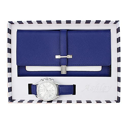 ST10234 Women Wallet Watch Set (Navy)