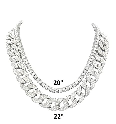 20” Gold tone chain necklace cuban link buy CZ