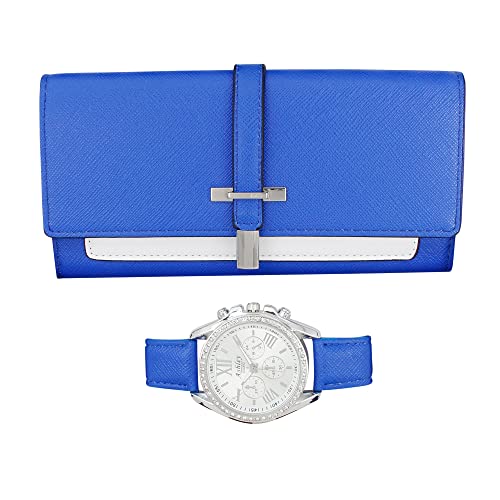 ST10234 Women Wallet Watch Set (Blue)