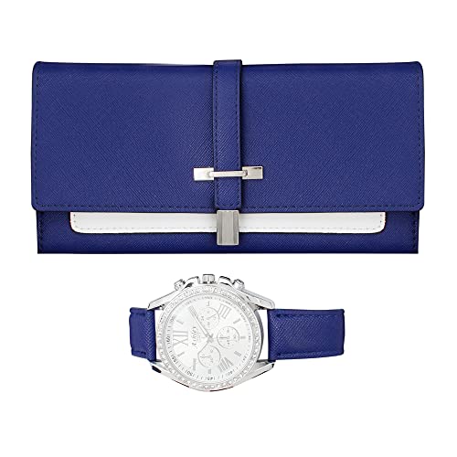 ST10234 Women Wallet Watch Set (Navy)