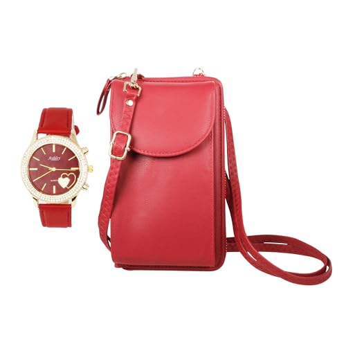 ST10385 Cross Body wallet with Watch (Red)