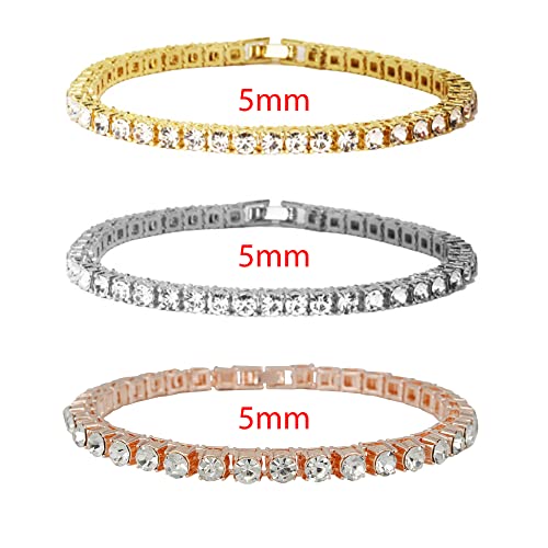 3mm & 5mm Tennis Bracelets(Gld+SLV+Rose)