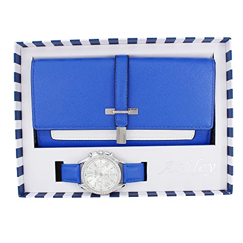 ST10234 Women Wallet Watch Set (Blue)