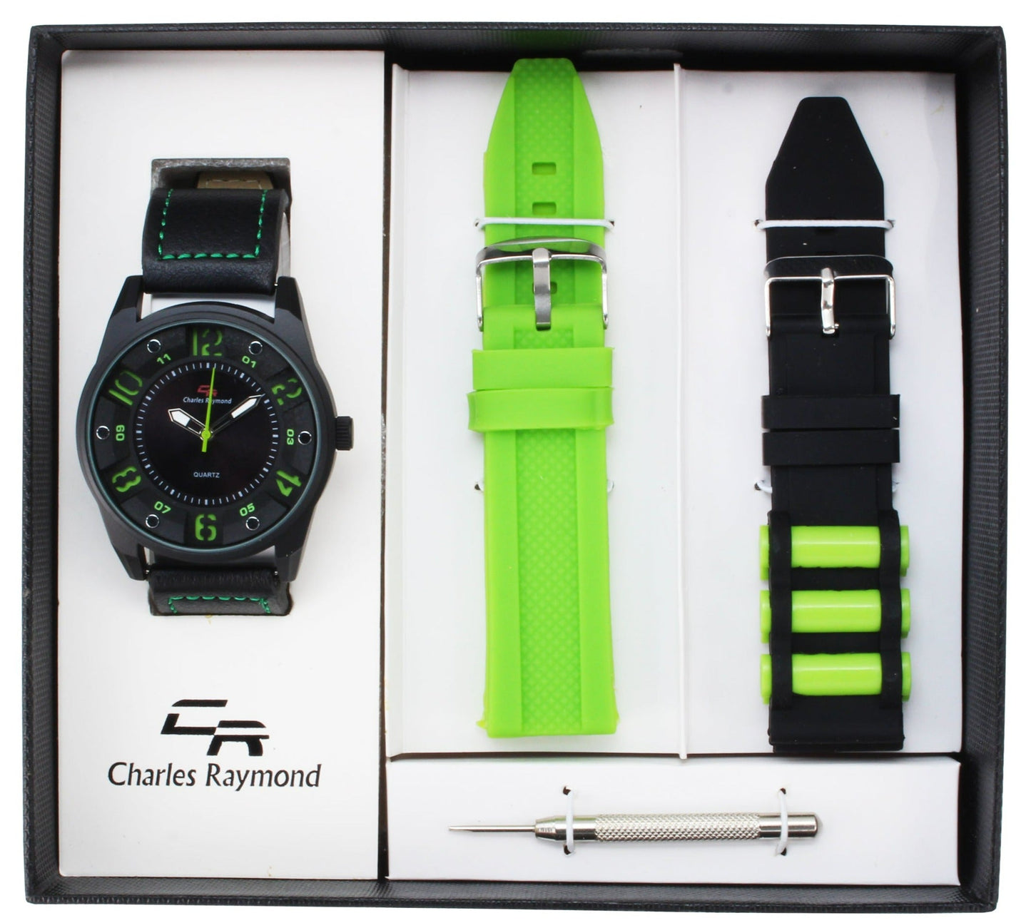 9048 Sport Watch and 2 Changeable Bands(Green/Black)