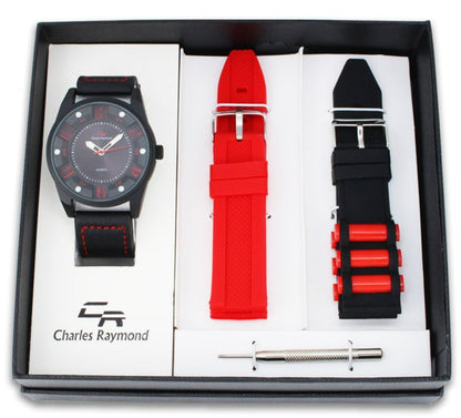 9048 Sport Watch and 2 Changeable Bands(Red/Black)