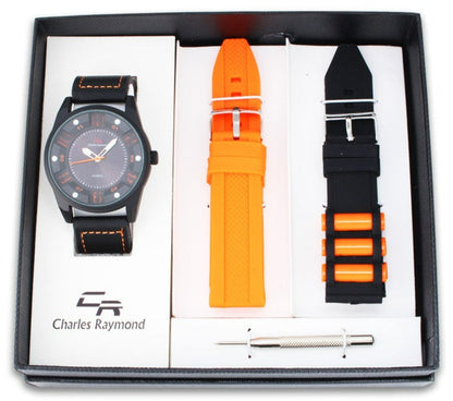 9048 Sport Watch and 2 Changeable Bands(Orange/Black)