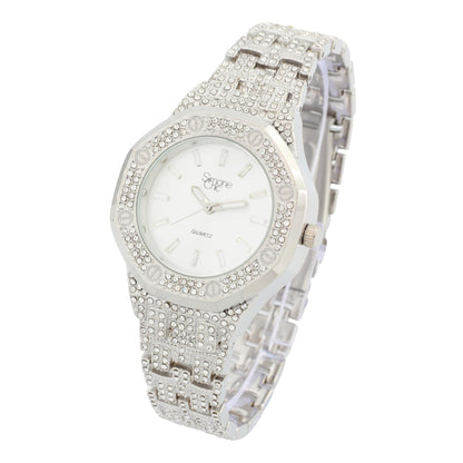 ST10528 Single Men's Iced Out Hip Hop Watch with Sunray Dial & Rhinestone Bezel Adjustable Links Japan Movement