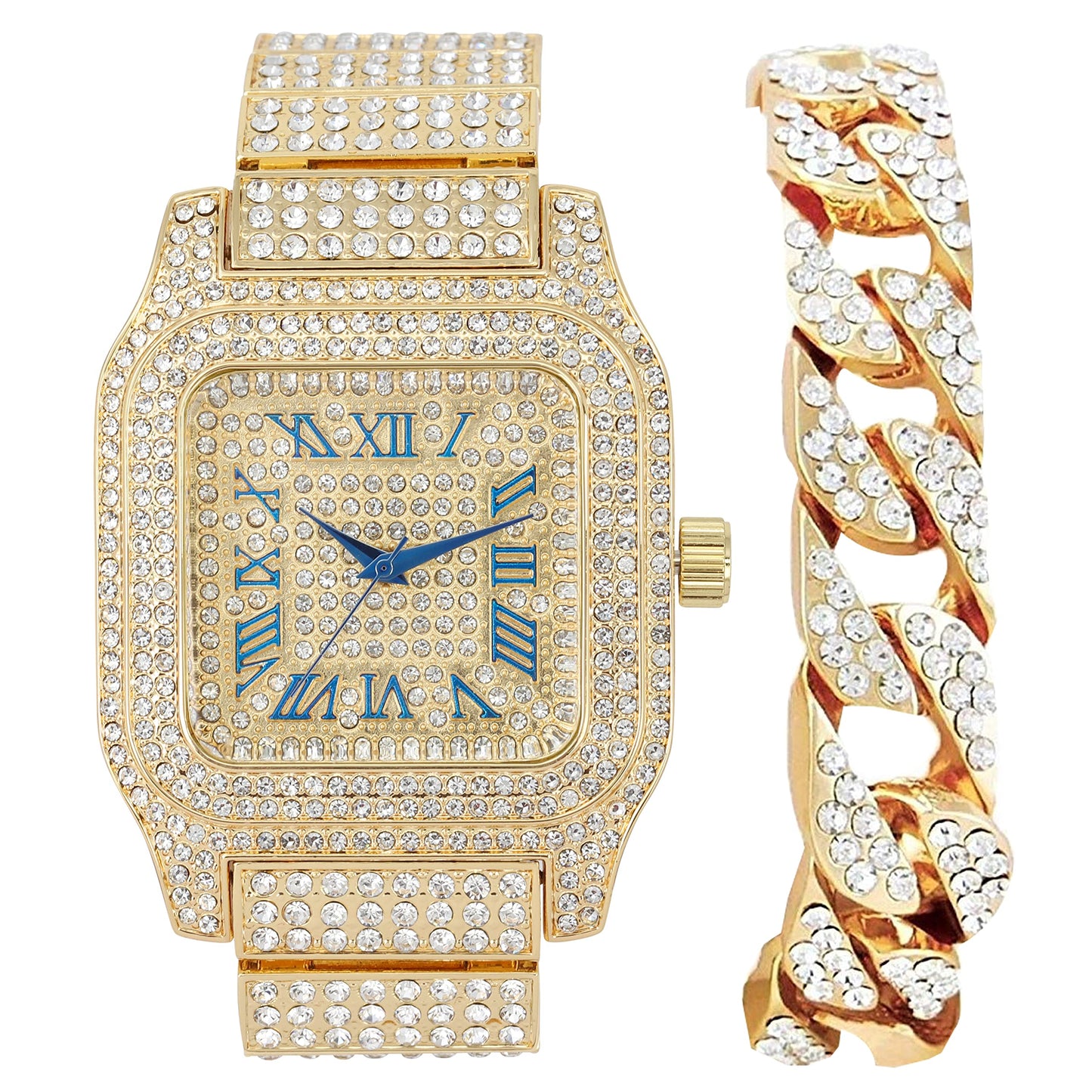 L0513 Square Watch with Cuban