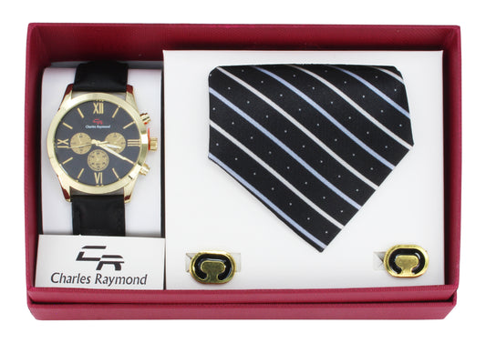 9254 Men's watch and tie set(Gold Black - Black)