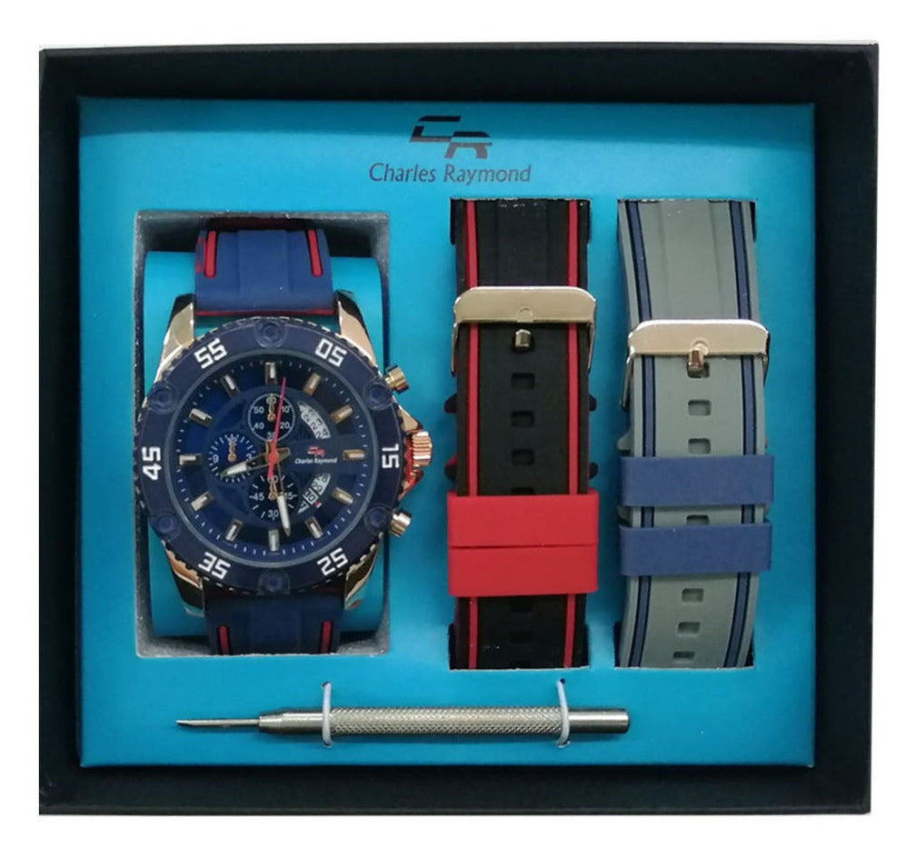 9739 Sports Watch with 2 Changeable Bands(Blue)